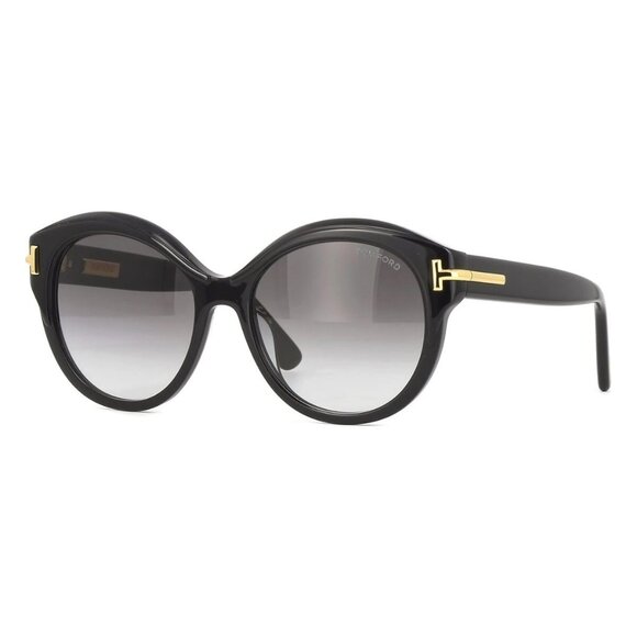 New TOM FORD Icon Collection Black Round FT1251/S 01B Sunglasses Women - Picture 1 of 4